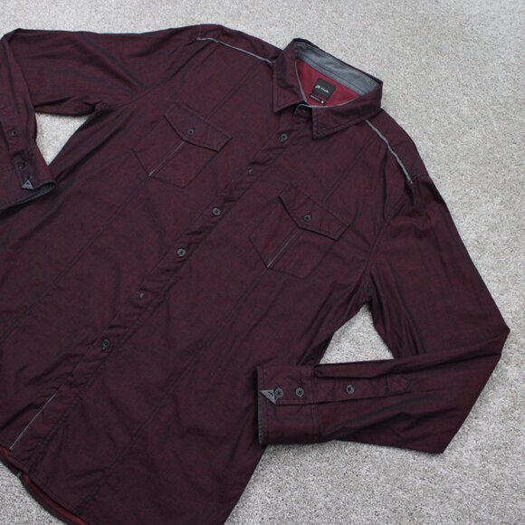 J.B. Holt Athletic Fit Shirt Mens Large Red Cotton Stretch Long Sleeve Button Up - Picture 4 of 13